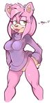  &lt;3 2014 amy_rose anthro big_breasts bottomless breasts clothed clothing digital_media_(artwork) female green_eyes hair half-dressed hedgehog kayla-na mammal pink_hair pussy sega smile solo sonic_(series) tongue tongue_out 