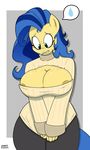  2014 anthro anthrofied areola big_breasts blue_eyes blue_hair breasts cleavage clothed clothing equine fan_character female freckles hair horse keyhole_turtleneck mammal milky_way_(character) my_little_pony nipples pony portrait solo strangerdanger sweater two_tone_hair 