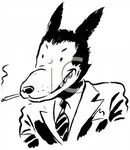  annoying_watermark anthro canine male mammal monochrome retro smile smoking suit teeth vintage watermark wolf 