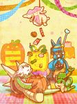  ambiguous_gender apple audino bone candy canine chesnaught chocolate fruit lucario male mammal monkey nintendo open_mouth pansage party pinata pok&eacute;mon primate pumpkin rasuku＠07_(artist) rodent teeth tongue video_games 