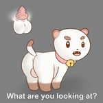 2014 animal_genitalia balls bee_and_puppycat bell canine cartoon_hangover cat cute dog erection feline feral fur hybrid looking_at_viewer male mammal open_mouth penis puppycat solo stare text zekromlover 