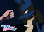  ambiguous_gender bdsm blue_fur blush bondage bound canine collar disembodied_hand fur human japanese_text lucario mammal mow nintendo open_mouth pok&eacute;mon red_eyes solo tears text translation_request video_games 