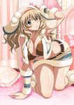  1girl artist_request blonde_hair breasts cleavage green_eyes ikkitousen large_breasts long_hair looking_at_viewer official_art smile solo sonken_chuubou 