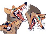  2017 canine crying_laughing digital_media_(artwork) dog eyelashes female flora_(lambstooth) fur green_eyes gums lambstooth laugh mammal open_mouth reaction_image sharp_teeth simple_background sketch_page smile tears teeth tongue tongue_out 