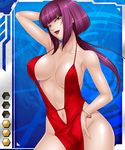  bracelet breasts dress hips jewelry kagami_hirotaka large_breasts lilith-soft lips lipstick makeup oboro_(taimanin_asagi) red_dress red_lips red_lipstick taimanin_asagi taimanin_asagi_battle_arena thick_lips 