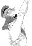  bad_id bad_twitter_id blush bulge dress genderswap genderswap_(ftm) greyscale hat highres inactive_account kantai_collection leg_lift male_focus mario_(mario_portal) monochrome otoko_no_ko panties pom_poms sailor_dress sailor_hat short_hair solo testicles underwear z3_max_schultz_(kantai_collection) 