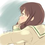  bad_id bad_pixiv_id blush brown_hair hiiragi_hajime kantai_collection long_hair ooi_(kantai_collection) profile remodel_(kantai_collection) sketch solo 