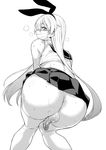  anus ass bad_id bad_twitter_id erection face_mask from_behind genderswap genderswap_(ftm) greyscale hairband highres inactive_account kantai_collection long_hair looking_back male_focus mario_(mario_portal) mask monochrome no_panties otoko_no_ko penis shimakaze-kun shimakaze_(kantai_collection) simple_background skirt solo surgical_mask testicles thighhighs tucking white_background 