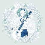  electric_guitar flower fox_mask guitar instrument kiwi_(ohyeah2050) mask school_uniform serafuku shibasaki_erika solo tsurezure_children 