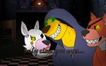  canine dog five_nights_at_freddy&#039;s five_nights_at_freddy&#039;s_2 fox foxy_(fnaf) group looking_at_viewer mammal mangle_(fnaf) nicroxes_(thony_dog) office smile thony_dog 