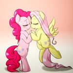  2014 blush cutie_mark duo earth_pony equine eyes_closed female feral fluttershy_(mlp) friendship_is_magic hair horse long_hair mammal my_little_pony pegasus pink_hair pinkie_pie_(mlp) pony smile ushiro_no_kukan wings 