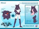  2014 anthro black_eyes breasts clothed clothing ear_piercing fan_character female feral hair latiar long_tongue looking_at_viewer minoir model_sheet navel nintendo nude open_mouth piercing pok&eacute;mon pok&eacute;morph purple_hair purple_skin red_sclera skimpy smile teeth tongue tongue_out video_games 