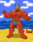  beach biceps big_muscles boat clothed clothing half-dressed king_of_red_lions krosbar_(artist) male muscles nintendo pecs pose seaside solo standing the_legend_of_zelda thong topless video_games wind_waker 