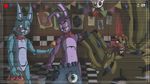  2015 ambiguous_gender angry animatronic anthro basket blood blood_splatter bonnie_(fnaf) bow_tie brush camera devilbluedragon_(artist) five_nights_at_freddy&#039;s five_nights_at_freddy&#039;s_2 five_nights_at_freddy&#039;s_3 glowing golden_bonnie_(fnaf) group hi_res holidays lagomorph looking_at_viewer machine male mammal mangle_(fnaf) markiplier mechanical night_guard pointing rabbit robot smile so_happy static_noise tag_me_if_anything_is_missing toy_bonnie_(fnaf) warfstache 