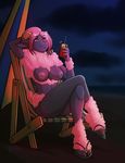  2015 anthro bra breasts caprine clothing drink female glass hair hooves horn kadath mammal night nipples nude pink_hair sitting solo straw umbrella underwear wool 