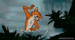  animated anthro black_nose canine disney eyes_closed forest fox fur leaves male mammal open_mouth paintfox34 plant robin_hood robin_hood_(disney) screencap solo toony tree water wet 