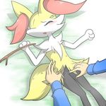  24651 black_fur braixen canine disembodied_hand duo eyes_closed female fennec fondling fox fur human mammal nintendo open_mouth pok&eacute;mon pussy sleeping solo_focus stick video_games white_fur yellow_fur 