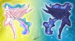  anthro barefoot beowulf100 breasts butt duo equine female friendship_is_magic hair hindpaw horn human_feet long_hair magic mammal my_little_pony nipples nude paws plantigrade princess princess_celestia_(mlp) princess_luna_(mlp) royalty sibling sisters winged_unicorn wings 