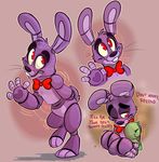  animatronic anthro bonnie_(fnaf) bow_tie child english_text five_nights_at_freddy&#039;s glowing glowing_eyes happy hug lagomorph machine male mammal mechanical non-invasive_watermark one_eye_closed plain_background rabbit robot shadow shaking text thedoggygal waving young 