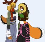  anthro bulge canine cervine cigarette coat couple cox deer duo fox gideon girly hyper hyper_penis lips male mammal mittens navel_piercing penis piercing ruger scarf shopping smoking winter 