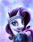  2015 blue_eyes clothing cutie_mark equine eyelashes eyeshadow female feral friendship_is_magic fur hair headband horn long_hair makeup mammal my_little_pony nfl open_mouth purple_hair rarity_(mlp) solo teeth tsitra360 unicorn white_fur 