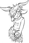  anthro balls bottomless caprine clothed clothing erection fur hair half-closed_eyes half-dressed horn male mammal marche mtpcrew penis plain_background poppy_opossum sheep shirt sketch solo white_background 