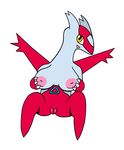  2015 anthro breasts female latias legendary_pok&eacute;mon looking_at_viewer mr.under nintendo nipples nude open_mouth pok&eacute;mon presenting pussy smile solo video_games wings yellow_eyes 