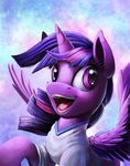  2015 clothing equine female feral friendship_is_magic fur hair horn long_hair mammal my_little_pony nfl open_mouth purple_eyes purple_fur smile solo teeth tongue tsitra360 twilight_sparkle_(mlp) winged_unicorn wings 