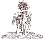  2014 cutie_mark equine female friendship_is_magic hair looking_at_viewer madhotaru mammal messy_hair monochrome my_little_pony pegasus plain_background rainbow_dash_(mlp) scared solo standing white_background wings 