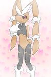  24651 anthro black_sclera breasts brown_fur female fur lagomorph leggings legwear looking_at_viewer lop lopunny mammal mega_evolution mega_lopunny nintendo pok&eacute;mon pussy rabbit red_eyes solo standing stockings video_games 