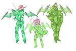  antennae anthropod arms_behind_head arthropod blonde_hair breasts dark-moltres female green_skin group hair hand_on_hip insect nipples nude pink_hair purple_eyes red_eyes wide_hips wings yellow_eyes 