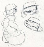  alien experiment_(species) expressions female fluffy_tail headshot_portrait multiple_images pencil_(artwork) petrock portrait rear_view rinese sketch solo traditional_media_(artwork) 