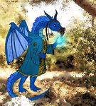  anthro beard captain_zepto captainzepto digitigrade dragon druid dungeons_&amp;_dragons facial_hair forest hair horn magic magic_user male mustache nature outside scalie solo spell tree tribal_spellcaster wings 