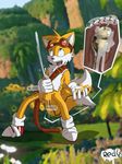  anal anal_insertion anal_masturbation anal_penetration anthro balls blue_eyes canine cum cumshot fox insertion male mammal masturbation miles_prower orgasm penetration penis redfoxsoul sega sex_toy solo sonic_(series) sonic_boom standing text 