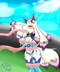  anthro blush brown_fur canine dog female fur kemono mammal milkteafox pussy sex solo tentacles white_fur yellow_eyes 