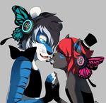  arthropod blue_eyes bluerockcandy bow butterfly cat couple duo feline fingerless_gloves gay girly gloves headphones insect love magnet male mammal reizo tiger urick vocaloid 