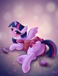  2014 anus blush clothed clothing cutie_mark equine eyelashes female feral friendship_is_magic fur guinefurrie hair hi_res hooves horn looking_at_viewer mammal multicolored_hair my_little_pony plum purple_eyes purple_fur pussy pussy_juice smile solo twilight_sparkle_(mlp) winged_unicorn wings 
