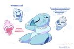  2014 ambiguous_gender aquabunny blush breasts chubby english_text eyes_closed female group humor necklace nidorina nintendo plain_background pok&eacute;mon ring shiny_pok&eacute;mon sprinkles text vanillite video_games white_background 