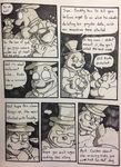  anthro canine comic english_text five_nights_at_freddy&#039;s fox foxy_(fnaf) freddy_(fnaf) golden_freddy_(fnaf) male mammal tanuki text uniparasite 