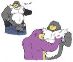  2014 6pklion albatross anthro avian balls bird chubby clothed clothing cum duo english_text erection facial_hair gay half-dressed jeans male muscles necklace nipples nude penis plain_background sega sonic_(series) sonic_riders storm text topless white_background 