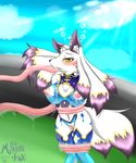  anthro armor breasts brown_fur canine female forced fullbokko_heroes fur kemono mammal milkteafox multiple_tails nipples rape solo tentacle_rape tentacles white_fur yellow_eyes 