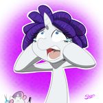  anthro blue_eyes comb dreadlocks equine female friendship_is_magic green_eyes hair horn mammal my_little_pony oops open_mouth purple_hair rarity_(mlp) scissors shocked slypon sweetie_belle_(mlp) teeth tongue unicorn 