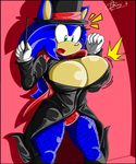  2014 akatsukishiranui-fox anthro big_breasts breasts cleavage clothed clothing crossgender female hedgehog mammal sega solo sonic_(series) sonic_the_hedgehog 