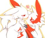  &lt;3 2014 ambiguous_gender anthro blush claws couple duo fur licking nintendo pink_sclera plain_background pok&eacute;mon red_eyes red_fur tongue tongue_out video_games white_background white_fur zangoose zefi 
