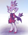  2014 anthro blaze_the_cat cat clothed clothing feline female fur gloves hi_res high_heels looking_at_viewer mammal nancher purple_fur sega solo sonic_(series) standing yellow_eyes 