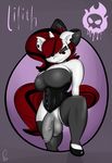  2014 anthro balls big_breasts bow breasts dickgirl ear_piercing equine fan_character hair horn intersex legwear lilith_(zajice) looking_at_viewer mammal my_little_pony penis piercing sanders solo two_tone_hair uncut unicorn vein 