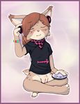  amanda_scratch anthro bandanna bigger_version_at_the_source blush bottomless bracelet cd_player clothed clothing cub cute feline female hairpin half-dressed headphones jewelry ketsa lynx mammal passpartou pubes pussy short_tail solo young 