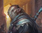  abzan assassin humanoid knife looking_at_viewer lucas_graciano magic_the_gathering male not_furry official_art orc portrait restricted_palette sword traditional_media_(artwork) weapon 