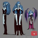 3d blue_hair blue_skin demon disney ear_piercing english_text female hair humanoid lipstick looking_at_viewer official_art piercing pointy_ears red_eyes solo text wide_hips wings wreck-it_ralph 