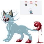  ambiguous_gender blood cephalopod english_text feline feral fusion mammal marine meowth nightmare_fuel nintendo plain_background pok&eacute;mon pokemon_fusion squid tentacruel text unknown_artist video_games 